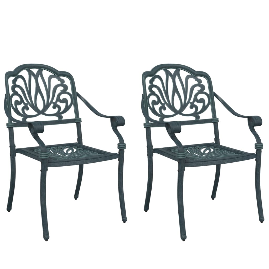 Garden Chairs 2 pcs Green Cast Aluminium
